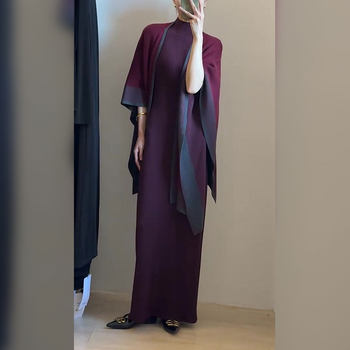French-Style High-End Niche Light Luxury Gentle Purple Dress with Shawl, 2025 Autumn New Trendy Versatile Style