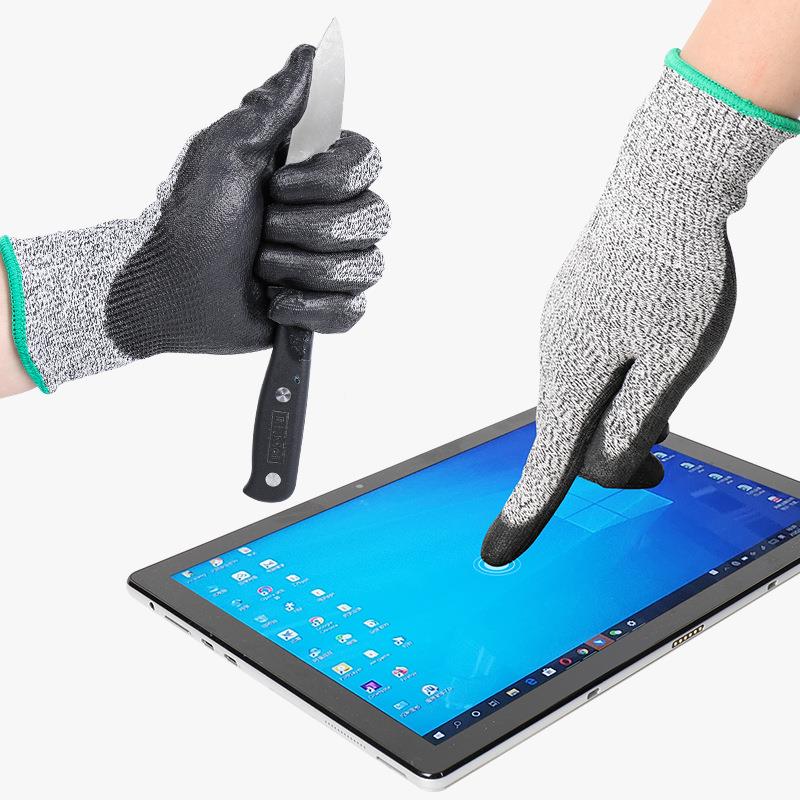 Rubber dipped PU cut-resistant gloves, touch screen 5-level cut-resistant industrial protective gloves, making wear-resistant non-slip gloves