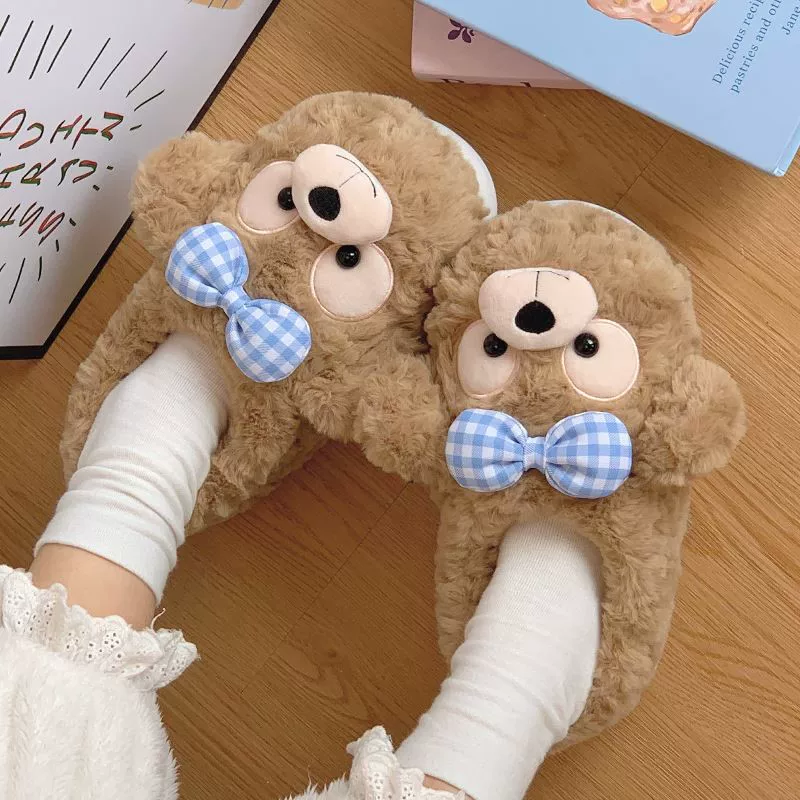 Тапочки из хлопка Duffy Bear осень и зима для женщин, плюшевые, с толстой подошвой, теплые, нескользящие, домашние внутри помещения, новый стиль 2025