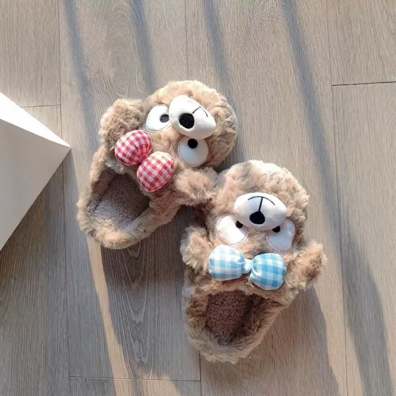 Тапочки из хлопка Duffy Bear осень и зима для женщин, плюшевые, с толстой подошвой, теплые, нескользящие, домашние внутри помещения, новый стиль 2025