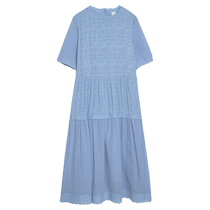 (Oriental Literature and Art) puretea tea strap dress womens virtual and solid contrast material jacquard skirt 2024 summer new style