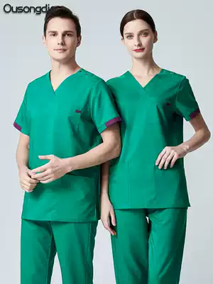 Medical care new brush handwear two-piece set color pattern embellishment short sleeve operating room wash clothes men and women same work clothes