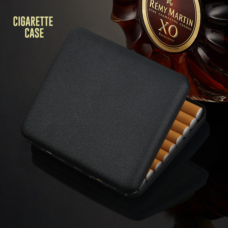 High-end classic black frosted 20-pack cigarette case ultra-thin creative personalized stainless steel cigarette box automatic cigarette clip