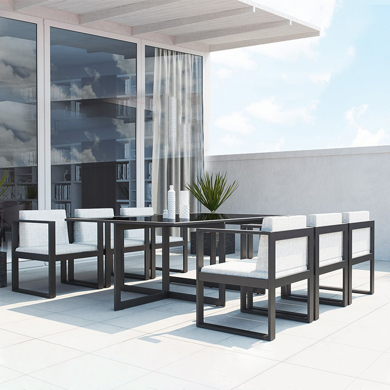 Outdoor table and chair courtyard yangtai set leisure high-end outdoor exposed all-aluminum garden combination rattan chair waterproof sun protection