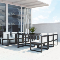 Outdoor Table And Chairs Patio Balcony Suit Casual High-end Outdoor Terrace Terrace Full Aluminum Garden Combined Rattan Chair Waterproof Sunscreen