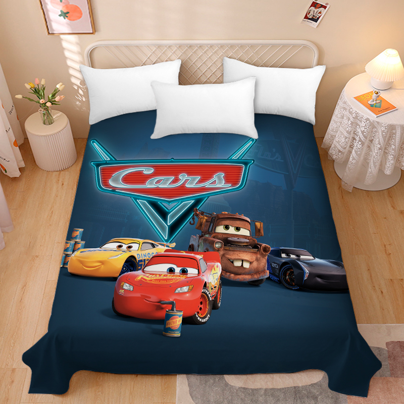 Lightning Mcqueen Bed Sheet Boys' Cars Racing Cartoon Car Mattress Protector Student Dormitory