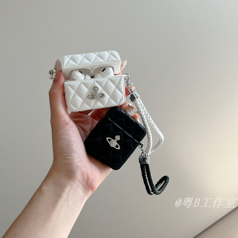 Niche High-End Luxury Protective Case for Apple AirPods Pro 3Rd Generation, Suitable for the Queen, 2Nd Generation Soft Bluetooth Earphone Protective Cover, Detachable Diamond Pattern Couple Type-C Port Lanyard AirPods 4