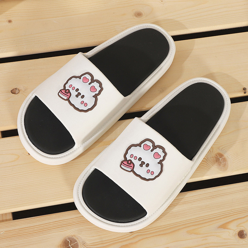 Chuji cute cartoon slippers women's summer indoor home anti-slip couple thick-soled dormitory sandals women's outer wear