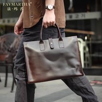 New mens handbag genuine leather business computer mens bag ultra-light cowhide official document bag briefcase shoulder bag