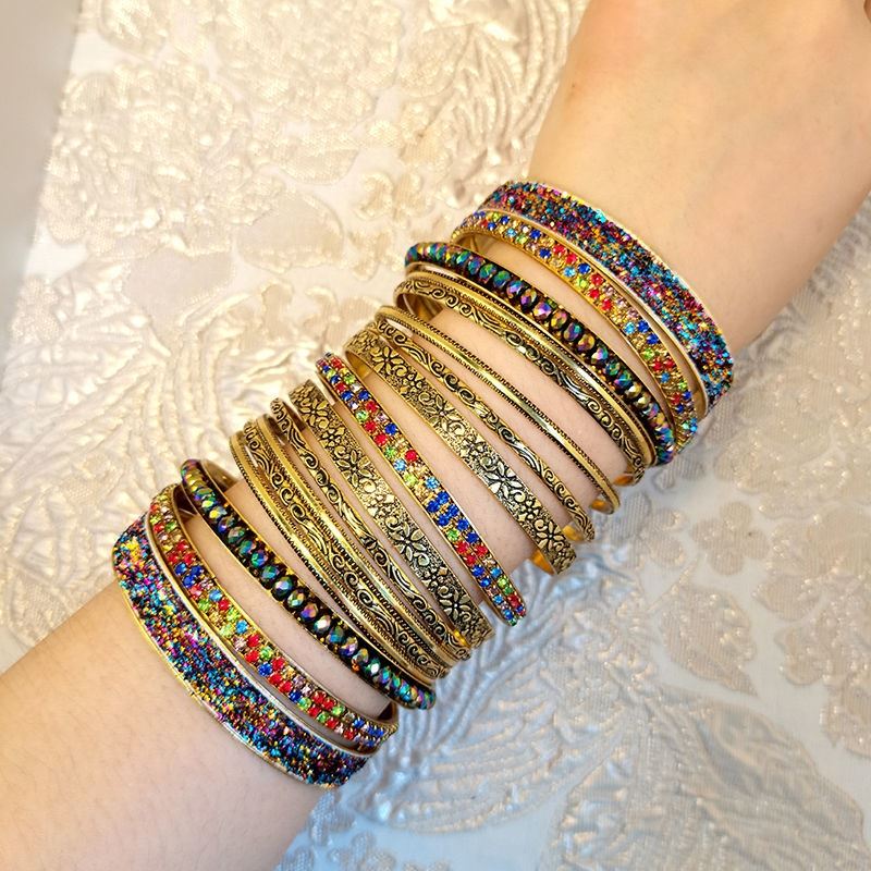 Bracelet for Women, New Original Luxury Indian Bracelet, European and American Fashion, Stackable, Colorful Diamond Ring, Exotic Style Performance Jewelry Bracelet for Women, New Original Luxury Indian Bracelet, European and American Fashion, Stackable, Colorful Diamond Ring, Exotic Style Performance Jewelry