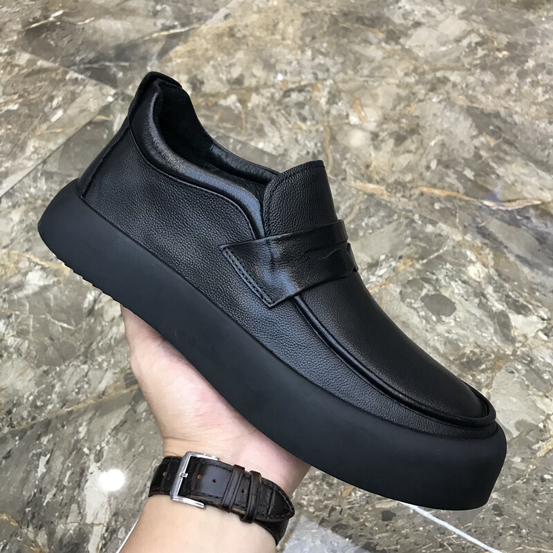 Genuine leather One foot pedal business leather shoes men 2023 Spring autumn Winter new Korean version thick bottom casual 100 hitchhiking shoes-Taobao