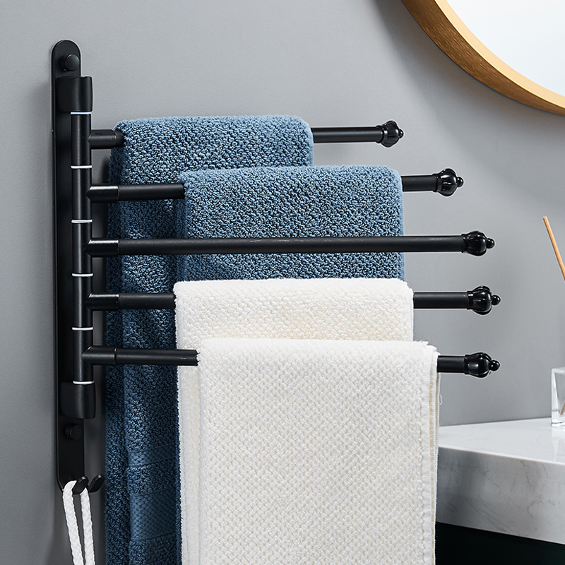 Hair Towel Rack Free of perforated stainless steel Makeup Room Bathroom rack Racks Space Aluminum Swivel Creative Towel Rod