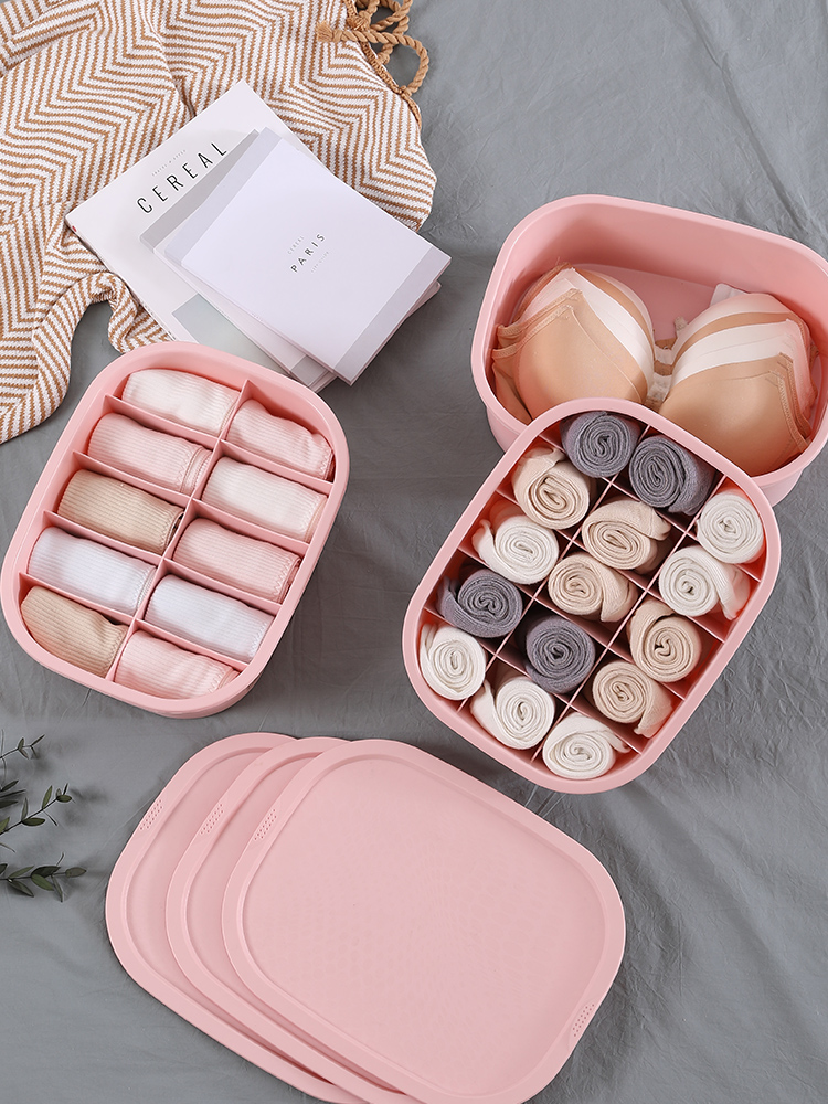 Underwear containing box Three-in-one division of plastic household covered drawer-type socks containing deviner finishing box