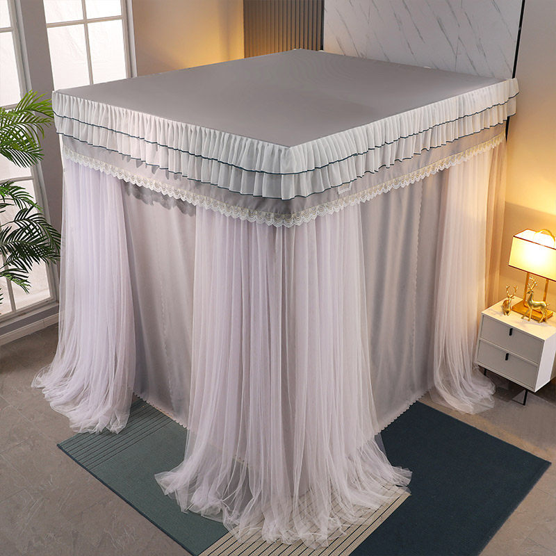 Mosquito Net Shading Bed Curtain One-piece Home 2021 New Princess Wind Down Three Doors Tear Dust Resistant Top Cloth