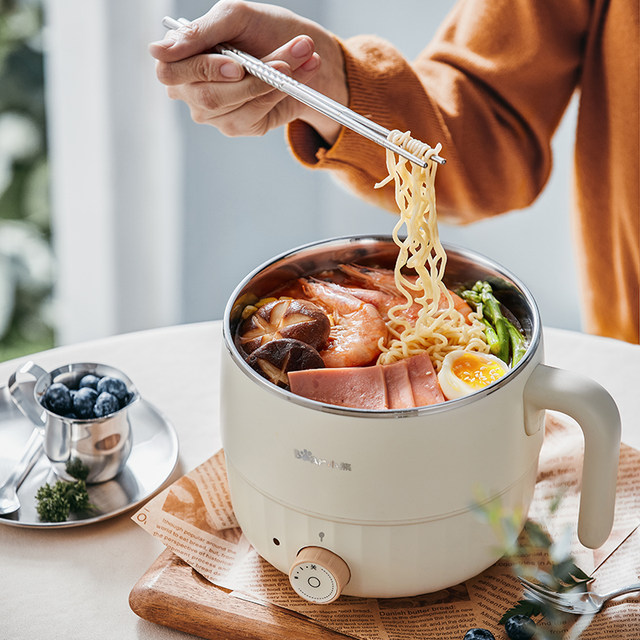 ຫມີ 304 ສະແຕນເລດຫມໍ້ຫຸງຕົ້ມສໍາລັບນັກສຶກສາຫໍພັກຫມໍ້ໄຟຟ້າຂະຫນາດນ້ອຍທີ່ມີ steamer multi-functional dormitory instant noodles hot pot