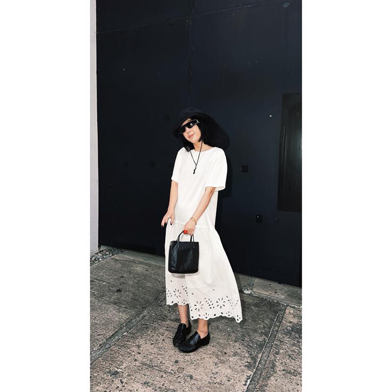 Aze Moonlight Waltz Summer Two-Tone Off-Shoulder Hollow Out Heavy Embroidery Lazy Lace Patchwork Dress Aze Moonlight Waltz Summer Two-Tone Off-Shoulder Hollow Out Heavy Embroidery Lazy Lace Patchwork Dress