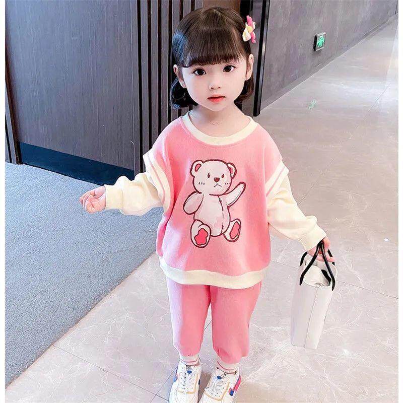 Girl's clothing suit Spring and autumn 2021 new middle and child Yangqi female baby boomer wave autumn clothing two sets 