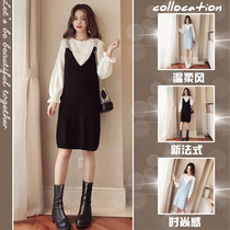 Big Code Womens Dress Early Spring Dress 2021 New Fat Mm Cardio-machine Foreign Air Display Slim Knit Dress Two Suit Tide