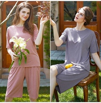 Womens high-end cashmere protein home service suit pajamas short-sleeved shorts export foreign trade Japanese inspection original list