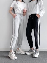 Exported to South Korea Ladies Spring and Autumn All-match Loose Cotton Terry Stitching Fashion Casual Pants