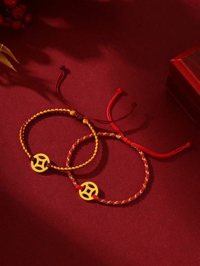 【实时金】足金au9999招财钱币2g水贝黄金珠宝金钱币块送礼物