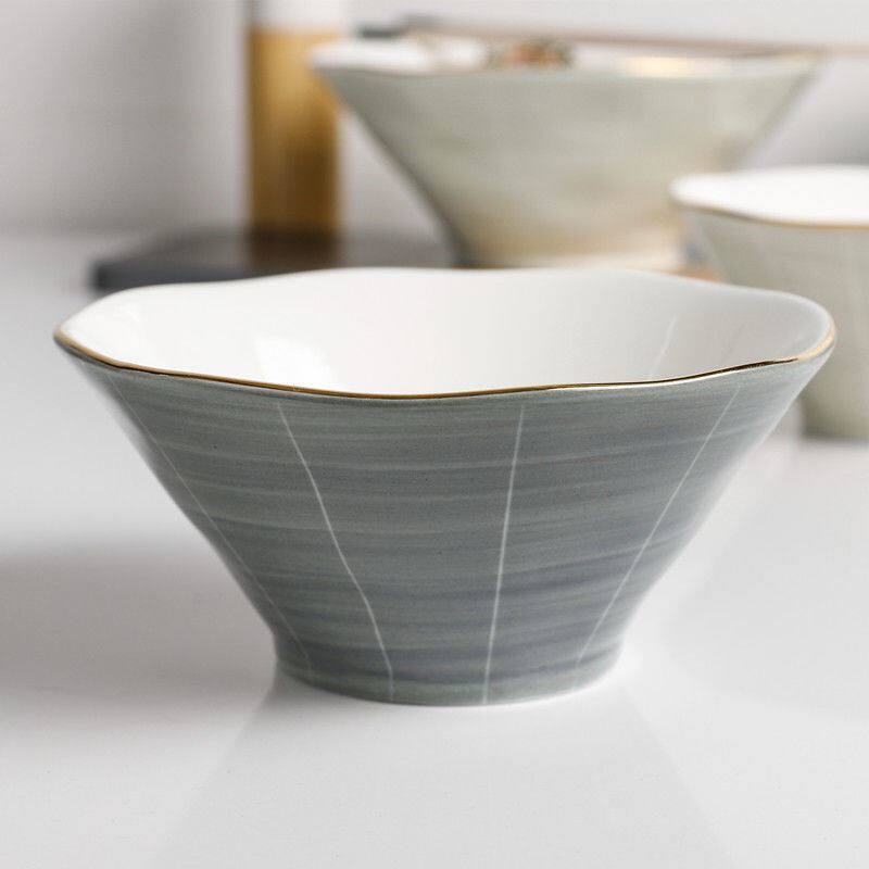 Noodle Bowl Advanced Sensation Pull Noodles Bowl High Face Value Cutlery Light Lavish Rice Mesh Red Ceramic Bowl Home Soup Bowl Big web Red