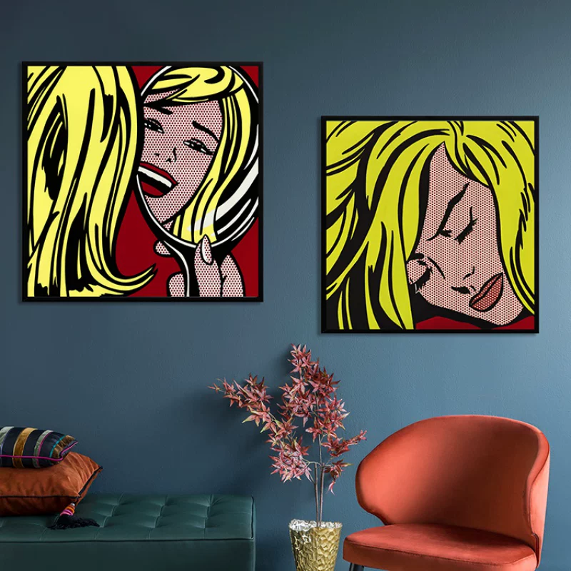 ROY LICHTENSTEIN Поп-дот девочка абстрактная одежда магазин ретро ткань живопись стикер настенный подвесной рельеф