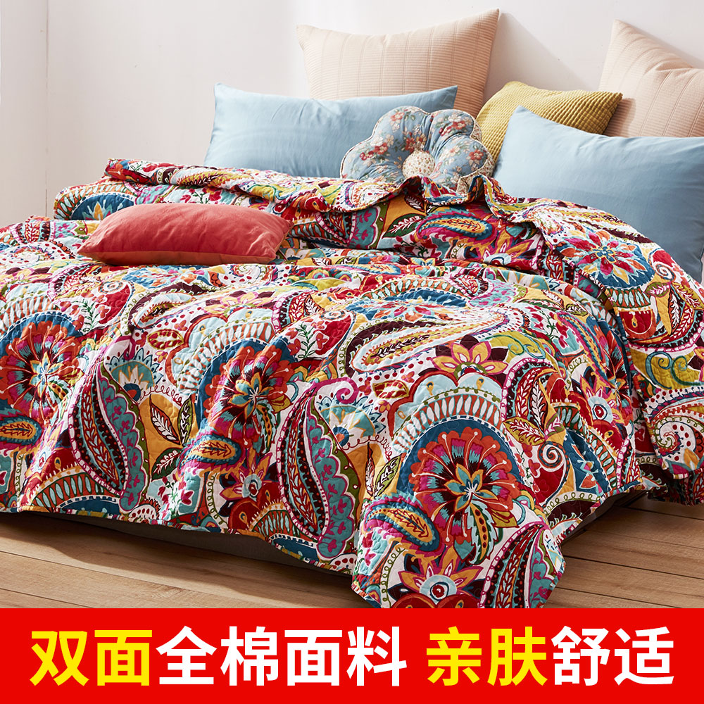 Foreign trade all-cotton quilted bed cover American cotton summer cooled by lunch blanket pure cotton autumn and winter kang mat