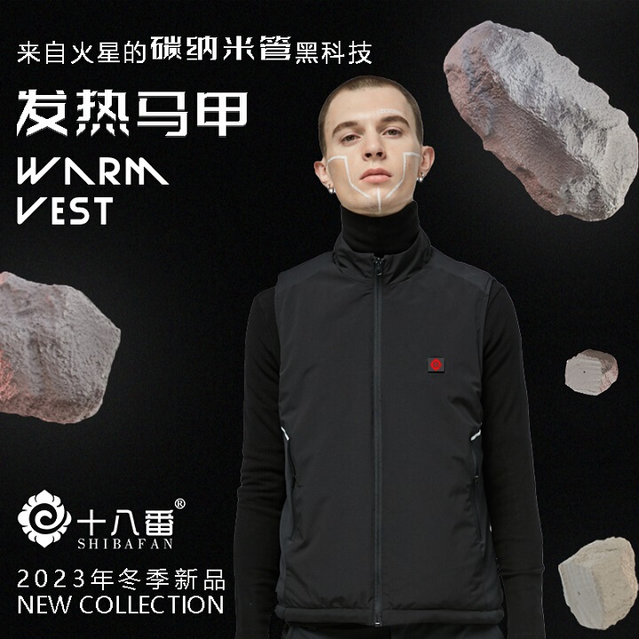 Eighteen Carbon Nano Tube Intelligent Temperature Control Electric Heating Vest Heating Vest Power Bank Heating Clothes Stand Collar Casual