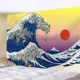 Nền đầu giường phòng ngủ và trang trí vải gió Kanagawa thảm trang trí retro lướt ván Nhật Bản vải treo tường - Tapestry