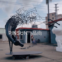 Metal wire hollow grid deer floor sculpture hotel lobby sales office stairwell art decoration customization