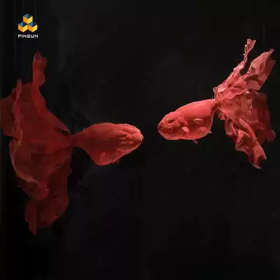 Abstract metal net fish hanging decoration sculpture hotel lobby exhibition hall creative hanging art soft decoration customization