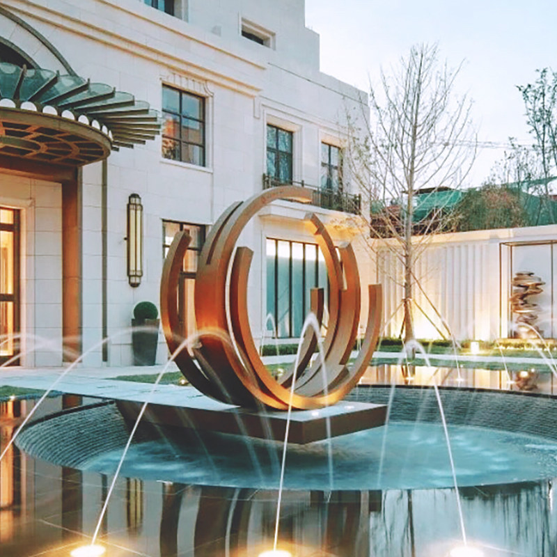 Large stainless steel mirror metal sculpture hotel square garden landscape real estate waterscape soft decoration floor ornaments