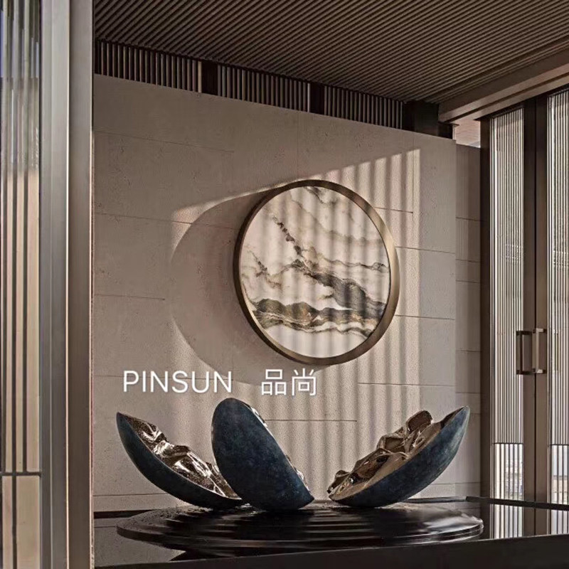 Metal electroplated water ripple flowering petal type floor sculpture Hotel lobby Villa club Sales center ornaments