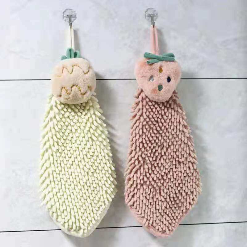 Hand towel can be hung cartoon cute chenille handkerchief thickened quick-drying kitchen powder room super absorbent towel