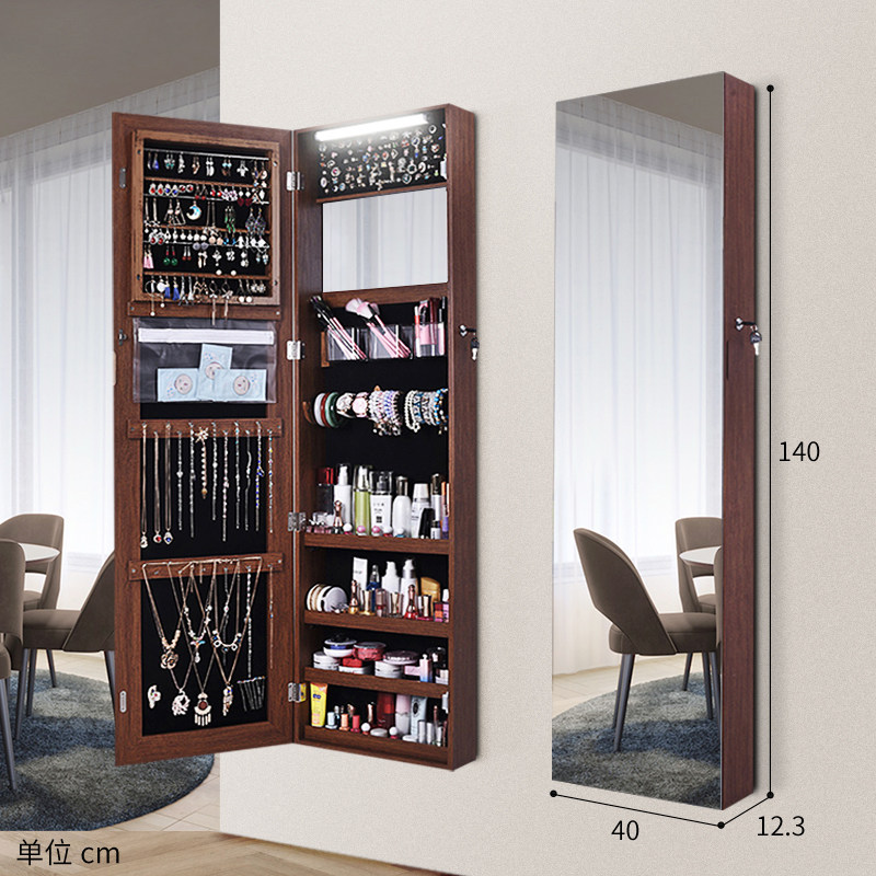 Tủ gương treo tường có đèn led chiếu sáng trọng lượng nhẹ tủ gương trang điểm gỗ công nghiệp gương đựng đồ trang sức
