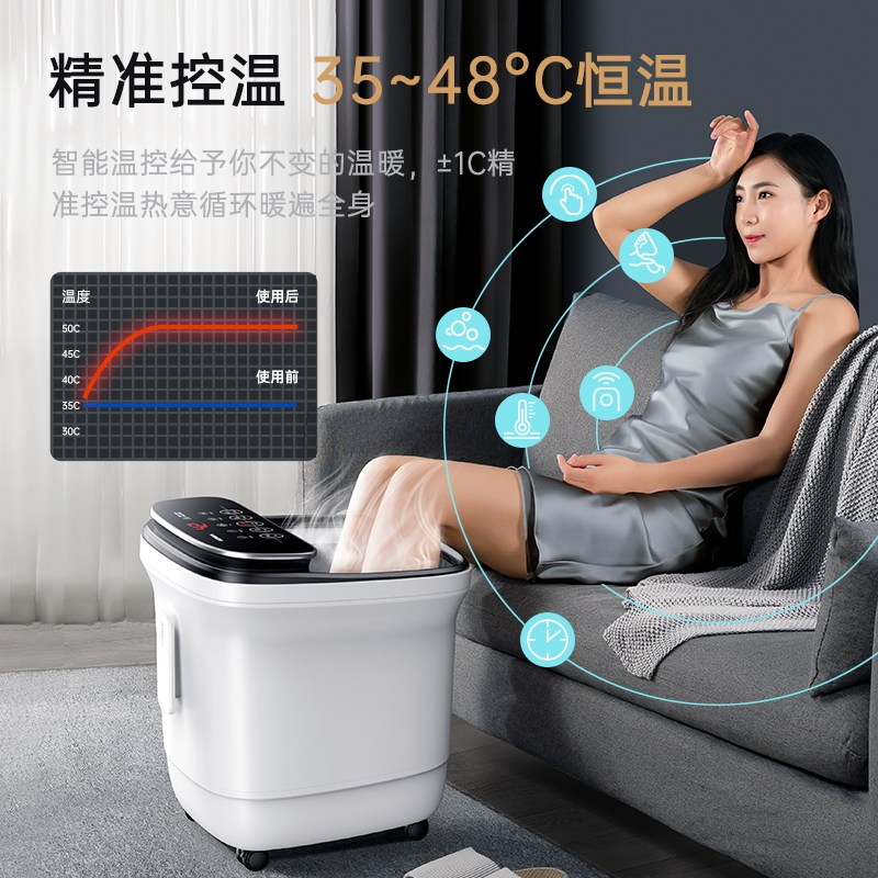 [High-End Bucket]Household Multifunctional Foot Bath Basin, Fully Automatic Intelligent Constant Temperature Heating Foot Soaking Bucket, Foot Washing and Soaking Two-In-One
