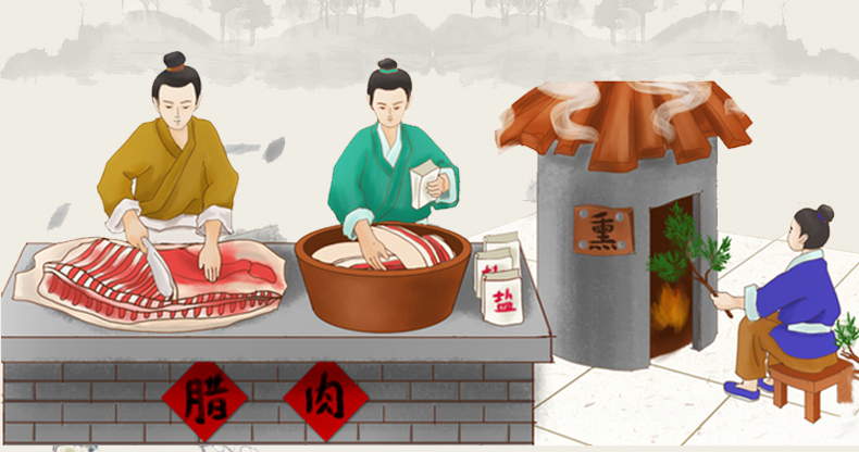 四川特产 蜀锦天 微熏后腿腊肉400g+香肠70g 图2