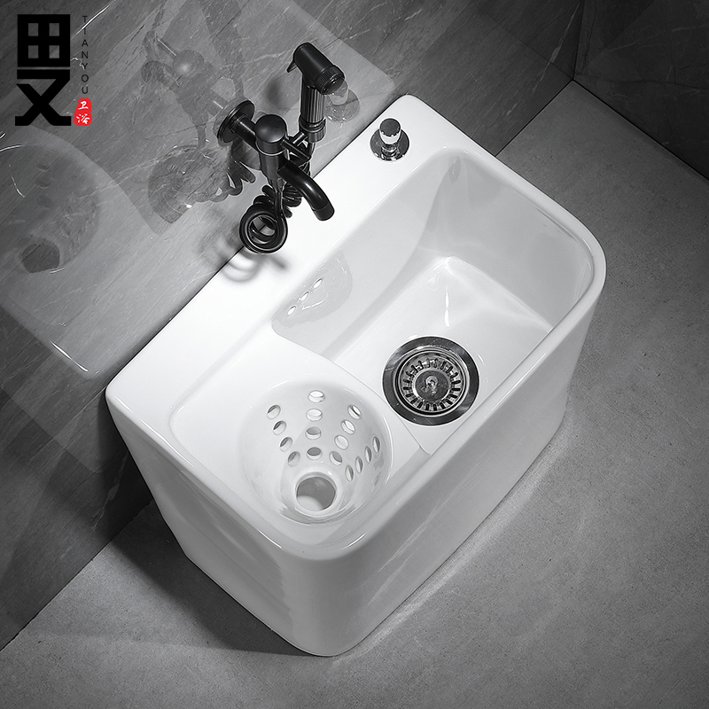 Japanese Honda and mop pool ceramic household balcony dressing room mop pool with drain basket can be wrung dry bucket trough