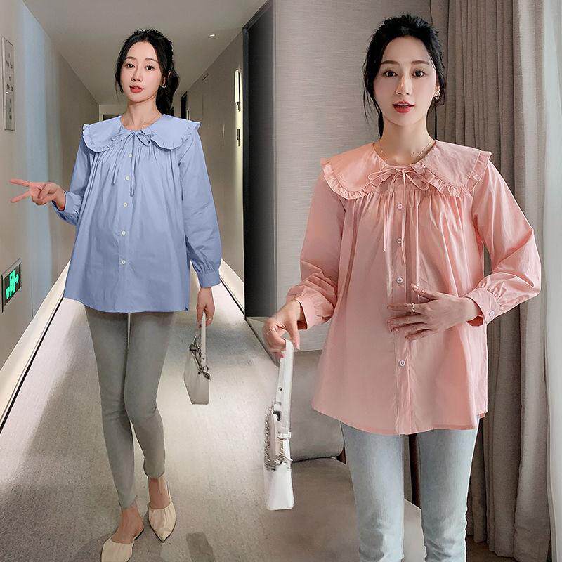 Fashion Pregnant Woman Suit Shirt New Display Slim Pregnancy Mid Dolls Collar Spring Loaded Pregnancy Woman Dress Spring jacket Two sets
