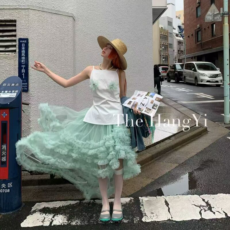 Irregular Mint Mambo Tutu Skirt for Women