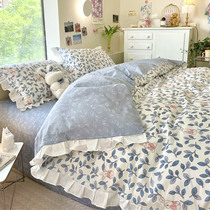 High-end bed skirt four-piece cotton atmospheric grade cotton simple princess style nude sleep super soft skin-friendly quilt cover