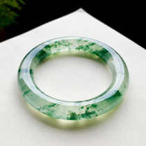 Natural jadeite rough jade bracelet semi-clear material Yang green ice species floating flower Myanmar wool material custom sheet material A goods