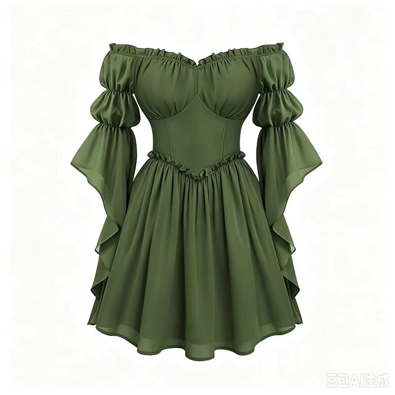 Cross-Border New Style Medieval Court Dress Women's Retro Dress European and American Stage Performance Long Dress Costume Cross-Border New Style Medieval Court Dress Women's Retro Dress European and American Stage Performance Long Dress Costume