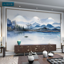 New Chinese ink and ink landscape bamboo and wood fiber integrated wall panel TV background living-room sofa decoration film and TV protective wall