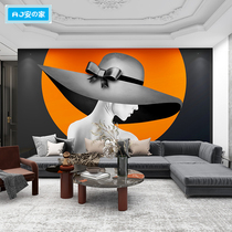 8D Nordic Light Extravaganza Wallpaper Love Marsee Orange Wallcloth Mesh Red Shoes Bag Clothing Store Living Room Sofa Background Wall Paper