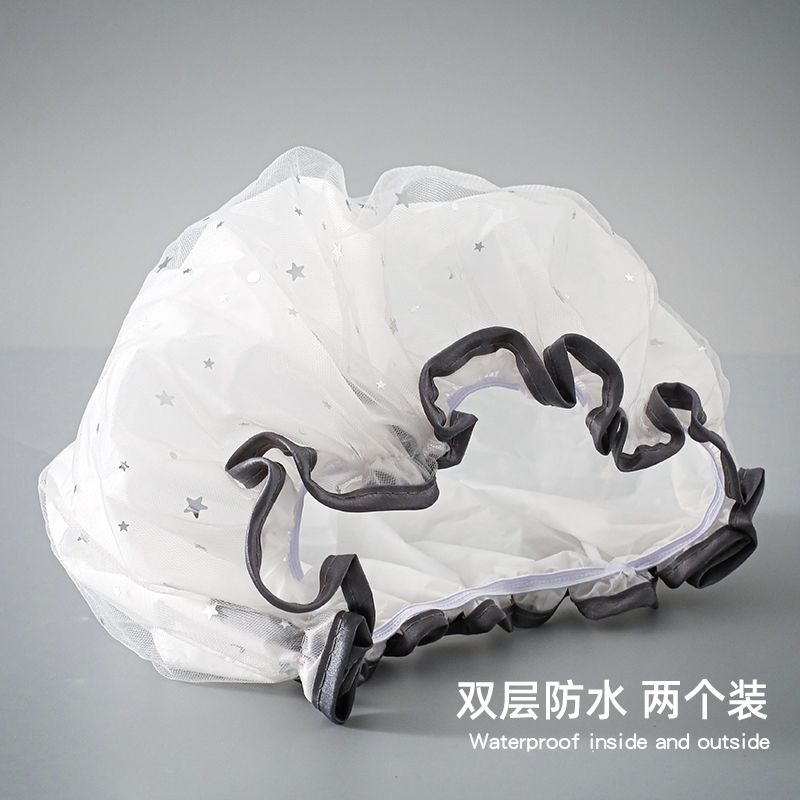 Double shower cap female waterproof shower headgear household adult cute Korean shower cap hair cover kitchen anti-fume cap