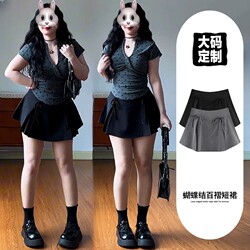 Black Bow Skirt for Women, Summer Korean Style, Anti-Exposure, High-Waisted, Slimming, Petite, Pleated A-Line Short Skirt