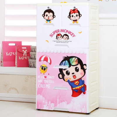 Thickened storage baby cartoon baby wardrobe children's drawer type storage cabinet multi-layer plastic five bucket finishing cabinet