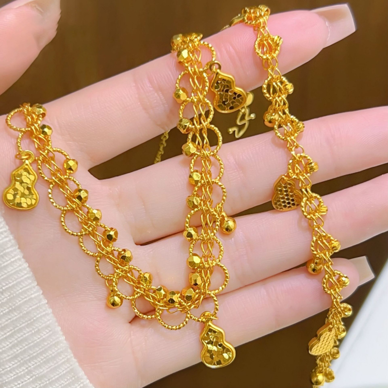 Ancient-Style Gold-Plated Dazzling Ice Crystal Dream Catcher Gourd Necklace and Bracelet, Adjustable, Light Luxury Exquisite Women's Jewelry Ancient-Style Gold-Plated Dazzling Ice Crystal Dream Catcher Gourd Necklace and Bracelet, Adjustable, Light Luxury Exquisite Women's Jewelry